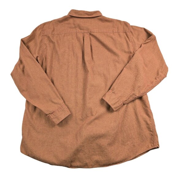 LL Beans Men's Wool Blend Button-Down Rust Orange Plaid Shirt Size XL - Picture 3 of 3